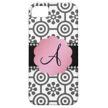 Monogram black and white flowers iPhone 5 cases