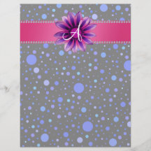 Monogram black blue polka dots purple daisy flyers