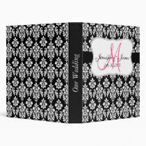 Monogram Black Damask Wedding Planner Binders binders