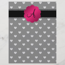 Monogram black diamonds hearts personalized flyer