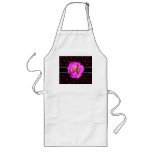 Monogram black pink hearts hot pink rose aprons