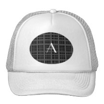 Monogram black plaid mesh hats