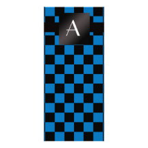 Monogram blue and black checkers custom rack card
