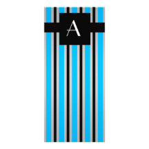 Monogram Blue and black stripes Rack Cards