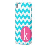 Monogram blue chevron iPhone case Case For The iPhone 5