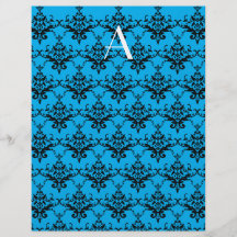 Monogram Blue damask Personalized Flyer