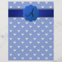 Monogram blue diamonds hearts personalized flyer