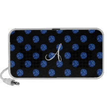 Monogram blue glitter polka dots speaker system