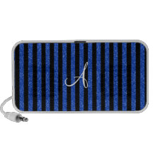 Monogram blue glitter stripes laptop speakers