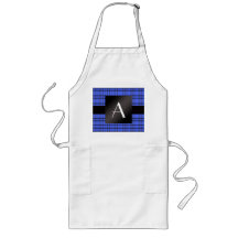 Monogram blue plaid apron