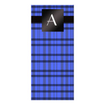 Monogram blue plaid custom rack card