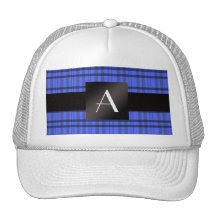 Monogram blue plaid trucker hats
