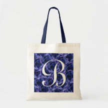 Monogram Blue Roses ToteBag Letter B