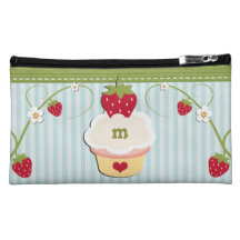 Monogram Blue Strawberry Cosmetic Bag