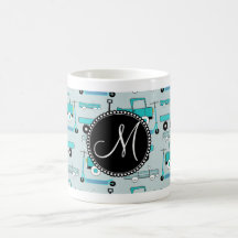 Monogram Blue Wheels Scooters Cars Wagons Trucks Coffee Mug