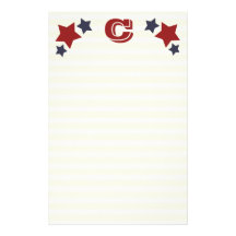 Monogram C / Initial C Stars & Stripes Stationery