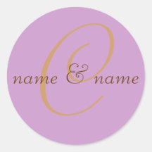 monogram "C" label - personalize names Round Sticker