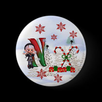 Monogram Christmas Button N buttons