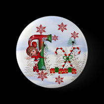 Monogram Christmas Button T buttons