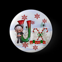 Monogram Christmas Button U buttons