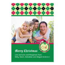 Monogram Christmas Photo Card Personalized Invite