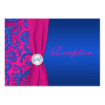 Monogram Cobalt and Fuchsia Damask Enclosure Card Business Card