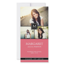 Monogram Collage Graduation Announcement Picture Card