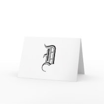 Monogram "D" Card Old English Style_Black text