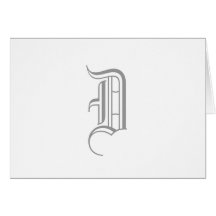 Monogram "D" Card Old English Style_grey text