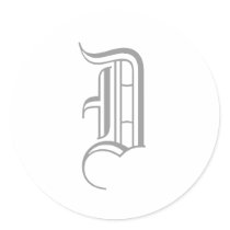Monogram "D" Sticker Old English Style_Grey text