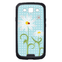 Monogram Daisies and Lady Bug Polka Dot Blue skinit case
