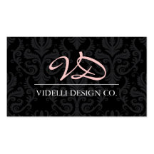 Monogram Damask Business Card