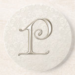 Monogram Damask coasters - letter P