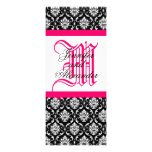 Monogram Damask Wedding Invitation Hot Pink
