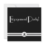 Monogram Engagement  Party in Black and White Invitation