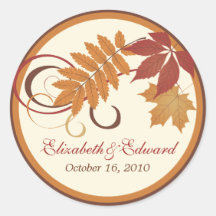 Monogram Favour Sticker | Autumn Fall Leaves