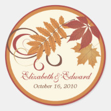 Monogram Favour Sticker | Autumn Fall Leaves