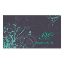 Monogram Floral Grunge Business Card