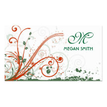 Monogram Floral Grunge Business Card