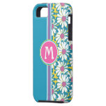 Monogram Floral iPhone Cover-Pink Aqua Yellow