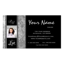 Monogram Floral Lawyer Photo Business Cards 1