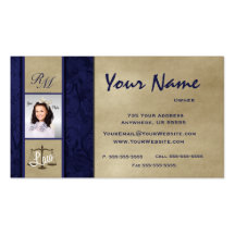Monogram Floral Lawyer Photo Business Cards 2