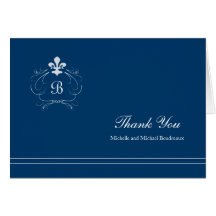 Monogram Florence Fleur de Lis Thank You Greeting Cards