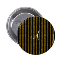 Monogram gold glitter stripes button
