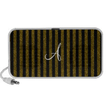 Monogram gold glitter stripes iPhone speakers