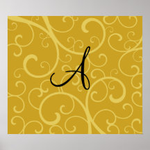 Monogram gold swirls print
