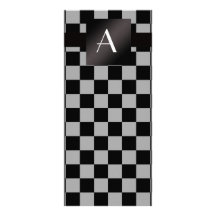 Monogram gray and black checkers custom rack cards