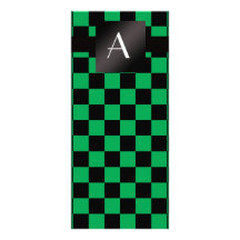 Monogram green and black checkers custom rack card