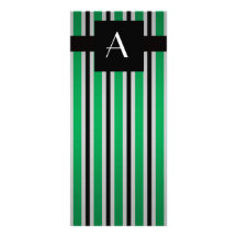 Monogram green and black stripes rack card
