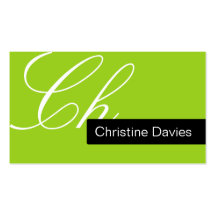 Monogram green, black wnd white business card